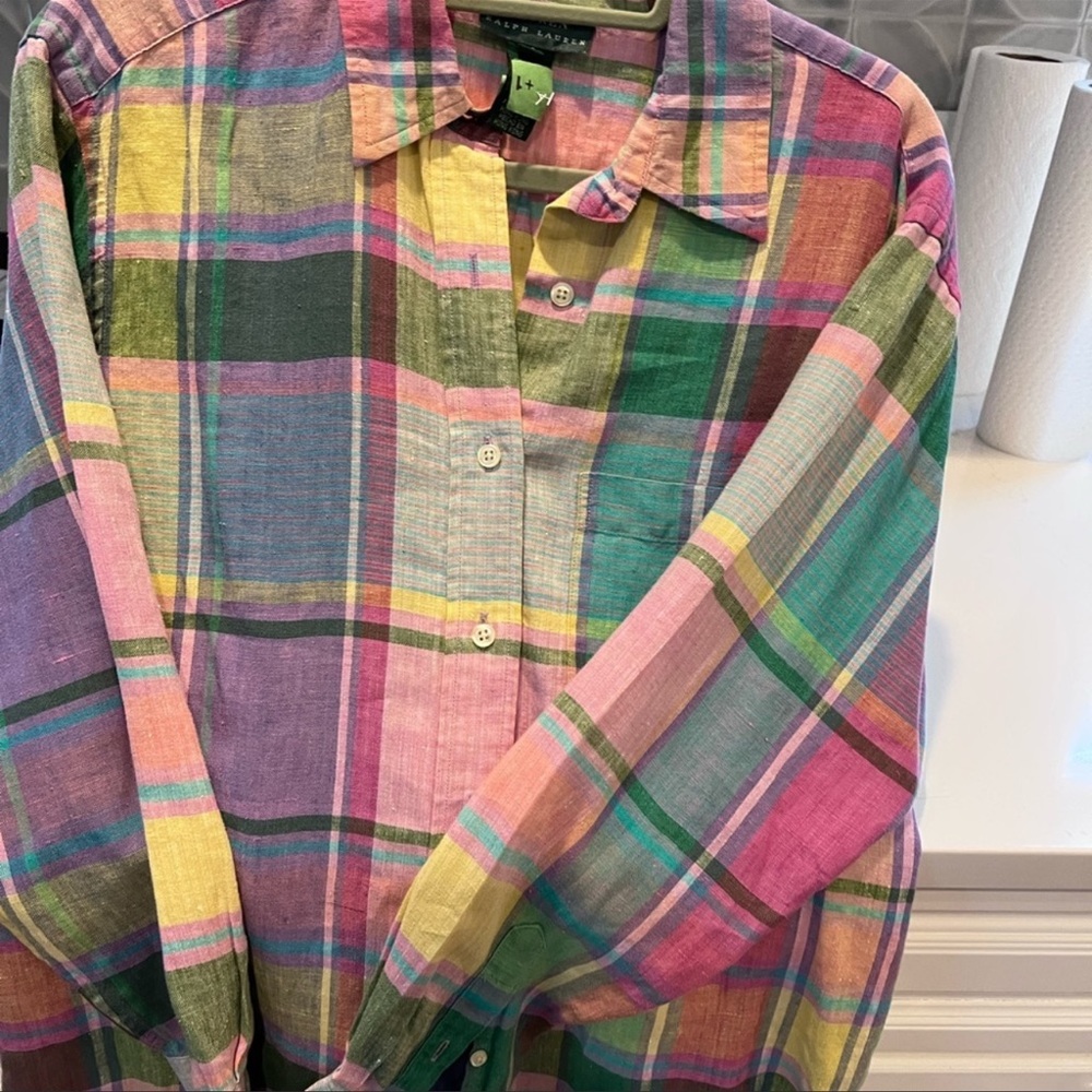 Ralph Lauren madras plaid linen shirt